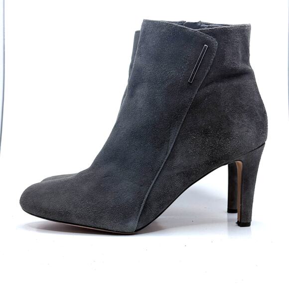 Vince Camuto Grey Suede Heel Zippered Ankle Booties size 8.5 US 38.5 EU - Picture 3 of 7